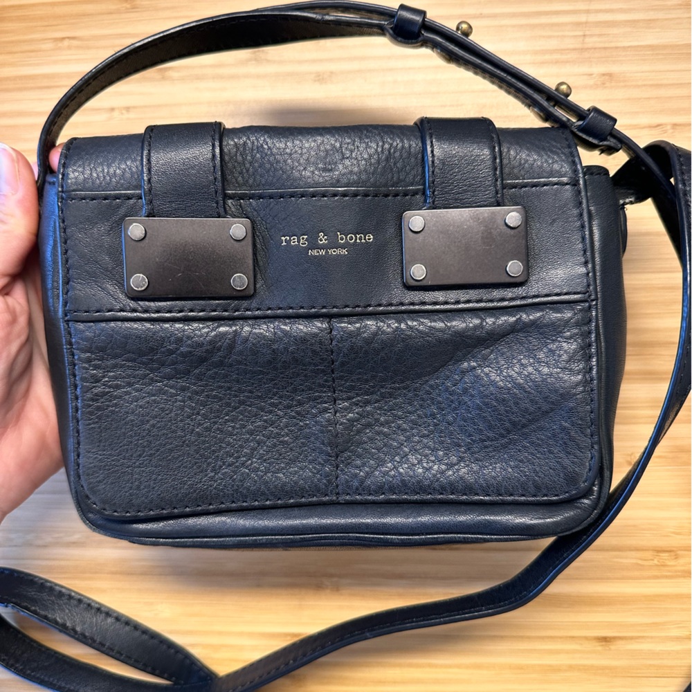 Rag & Bone mini pilot black leather crossbody bag